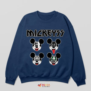 Mickey Face Kiss Band Cartoon Navy Sweatshirt