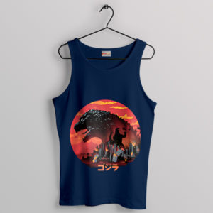 Mothra Godzilla Japanese Art Navy Tank Top