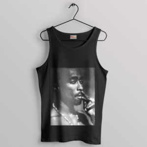 Musical Tupac Shakur Smoke Poster Black Tank Top