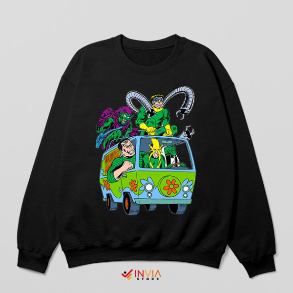 Mystery Machine Van Villains Spider Man Black Sweatshirt