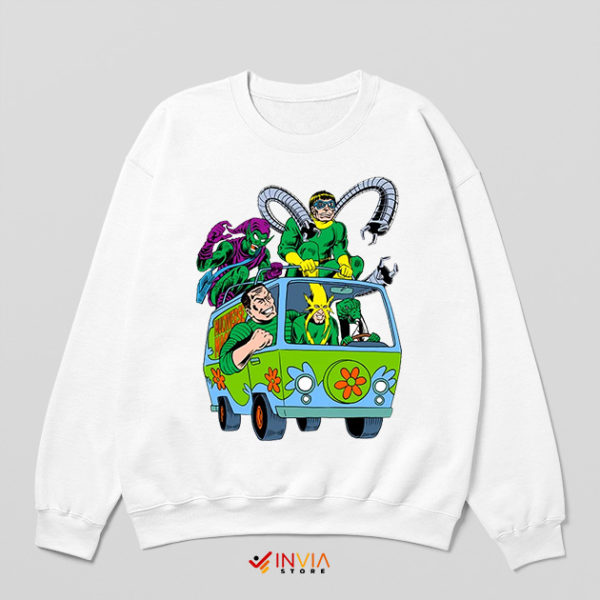 Mystery Machine Van Villains Spider Man White Sweatshirt