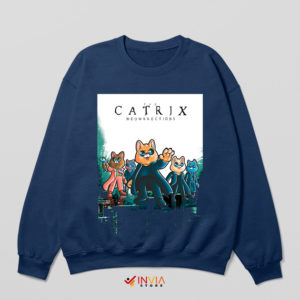 Poster the Matrix Trilogy Parody Cats Navy Sweatshirt