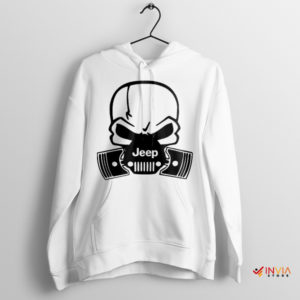 Punisher Skull Logo Jeep Patriot White Hoodie