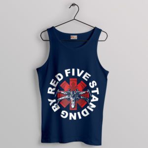 Red Fve X-Wing Starfighter RHCP Logo Navy Tank Top