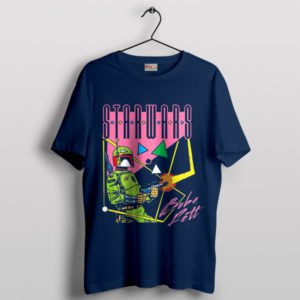 Retro Boba Fett Weapon Star Wars Navy T-Shirt