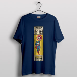 Retro Captain America Comic Marvel 12c Navy T-Shirt