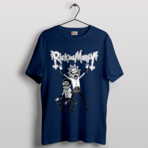 Rick Morty Meme Kiss Heavy Metal Navy T-Shirt