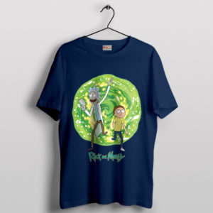 Rick Morty Portal in Gravity Falls Navy T-Shirt