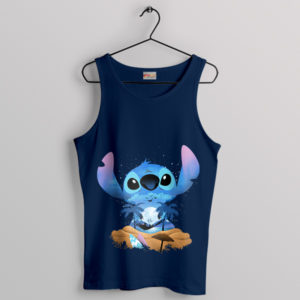 Sketch Cute Adorable Stitch Graphic Navy Tank Top