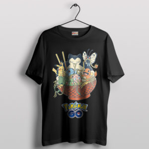 Snorlax and Friends Ramen Noodle Black T-Shirt