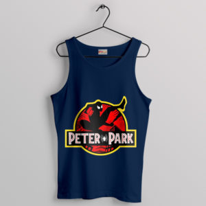 Spider Verse Peter Parker Jurassic Park Navy Tank Top