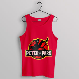Spider Verse Peter Parker Jurassic Park Red Tank Top