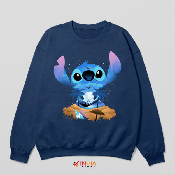 Stich Cute Adorable Stitch Graphic Navy Sweatshirt