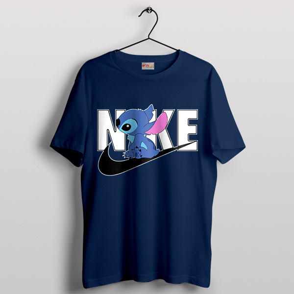 Stitch Cartoon Custom Nike Graphic Navy T-Shirt