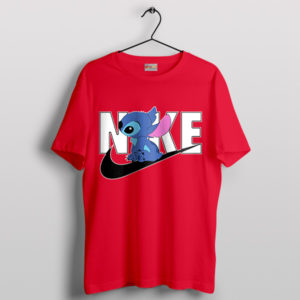 Stitch Cartoon Custom Nike Graphic Red T-Shirt