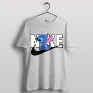 Stitch Cartoon Custom Nike Graphic Sport Grey T-Shirt