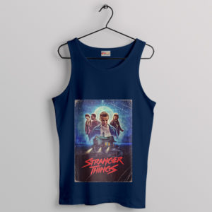 Stranger Things 5 Characters Art Navy Tank Top