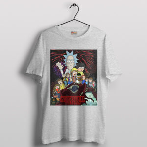 Stranger Things 5 Characters Rick Morty Sport Grey T-Shirt