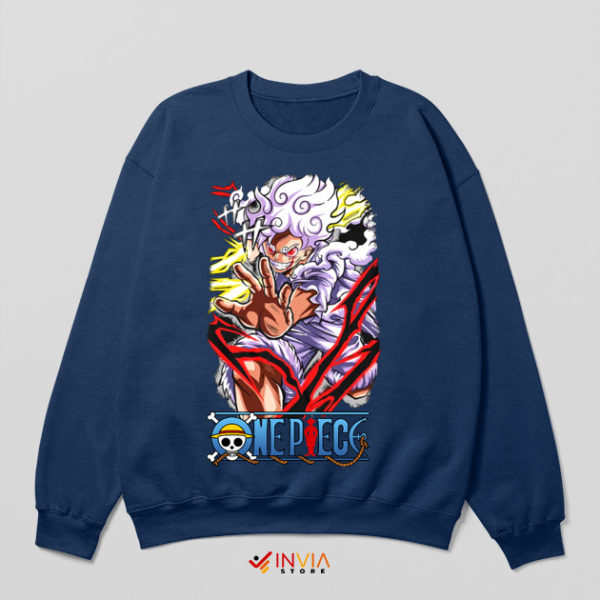 Style Luffy Gear 5 in Manga Naavy Sweatshirt