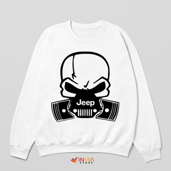 Sugar Skull Jeep Truck Graphic White Sweatshirt