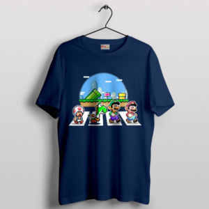 Super Mario Mushrom Abbey Road Navy T-Shirt