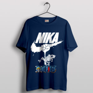 The Sun God Luffy Nika Luffy Gear 5 Nike Navy T-Shirt