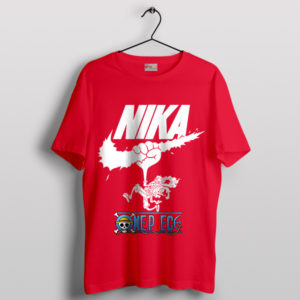 The Sun God Luffy Nika Luffy Gear 5 Nike Red T-Shirt