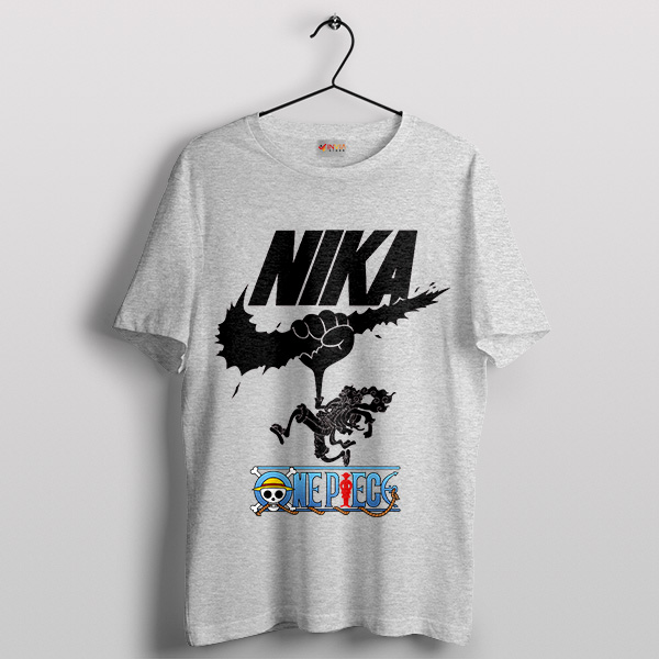 The Sun God Luffy Nika Luffy Gear 5 Nike Sport Grey T-Shirt