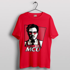 Tony Stark Mcu Sunglasses KFC Logo Red T-Shirt
