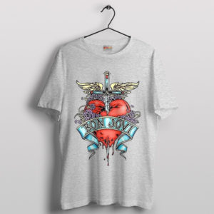 Ultimate Collection Heart Bon Jovi Sport Grey T-Shirt