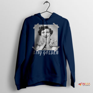 Vintage Face Betty White Young Quote Navy Hoodie