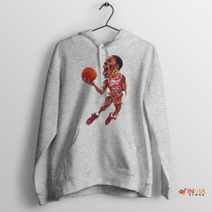 Vintage Jordan Bulls Jersey Caricature NBA Sport Grey Hoodie