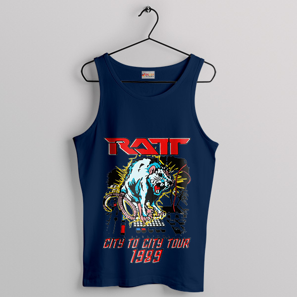 Vintage Ratt City to City Tour 1989 Navy Tank Top