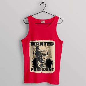 Wanted Trump Flag Meme Mugshot Red Tank Top