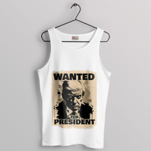 Wanted Trump Flag Meme Mugshot White Tank Top