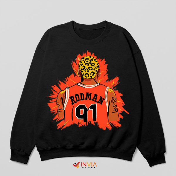 Watercolor Dennis Rodman Championships Black Sweatshirt