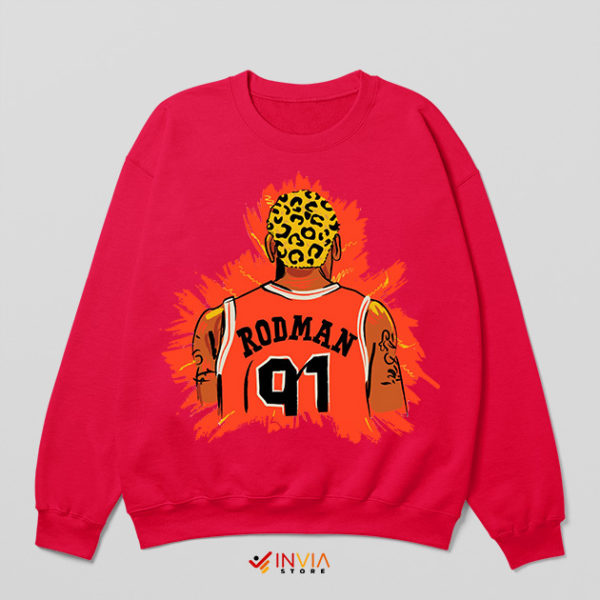 Watercolor Dennis Rodman Championships Red Sweatshirt