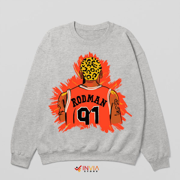 Watercolor Dennis Rodman Championships Sport Grey Sweatshirt