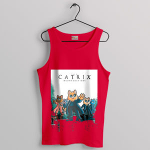 the Matrix 1999 Funny Cats Poster Red Tank Top