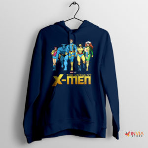 90s X-Men Comic Characters Marvel Navy Hoodie