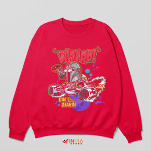 Best Daddy Din Djarin With Grogu Red Sweatshirt