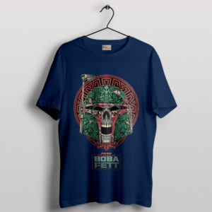 Cosmic Rebellion Skull Face Boba Fett Navy T-Shirt