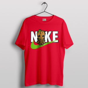 Cute Groot Avengers Nike Symbol Red T-Shirt