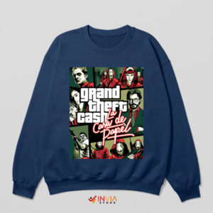 Get Ready Money Heist GTA 5 Game Navy Sweatshirt