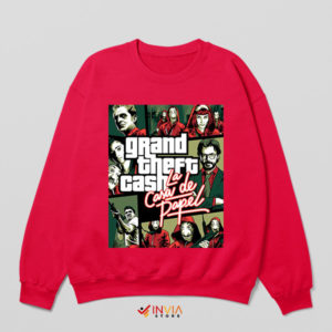 Get Ready Money Heist GTA 5 Game Red Sweatshirt