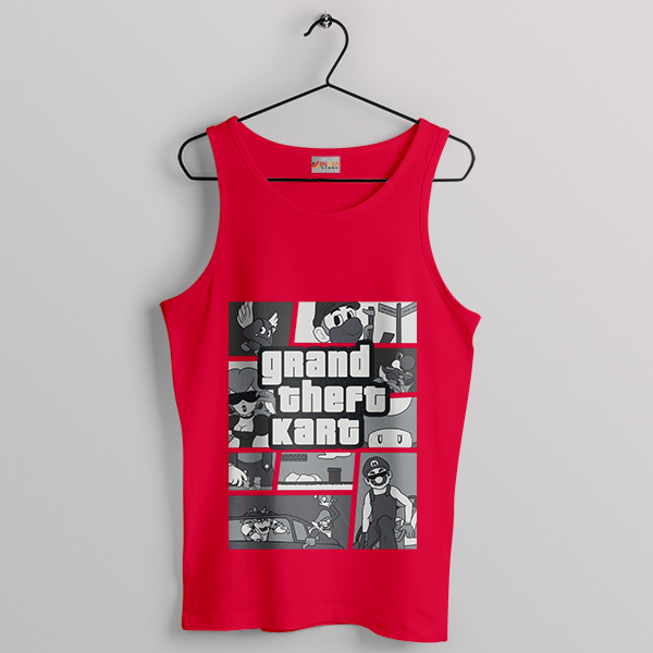 Madness Mario Kart and GTA 5 Game Red Tank Top