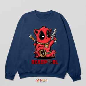 Marvel Universe Cat Deadpool 3 Navy Sweatshirt