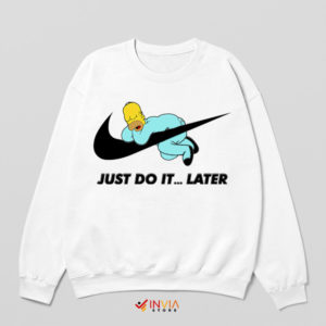 Meme Homer Sleeps in Nike White Sweatshirt
