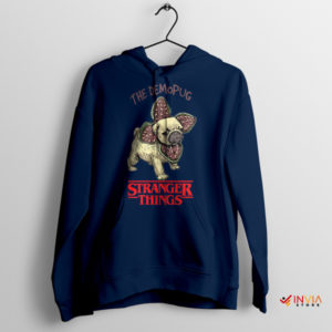 Pug Dog Breed Demogorgon Face Navy Hoodie