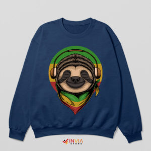 Rasta Sloth Jam Session Reggae Navy Sweatshirt
